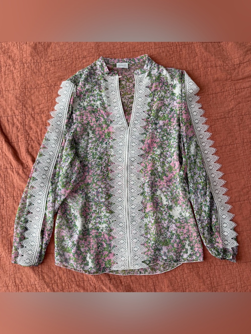 Giambattista Valli Blouse Floral Print Silk Chiffon IT 38 Money Luxury Italian